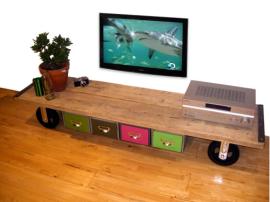 Vintage Industrial Media Console